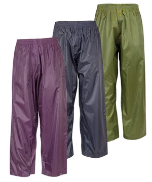 Kids Stormguard Packaway Waterproof Trousers-Olive - Click Image to Close