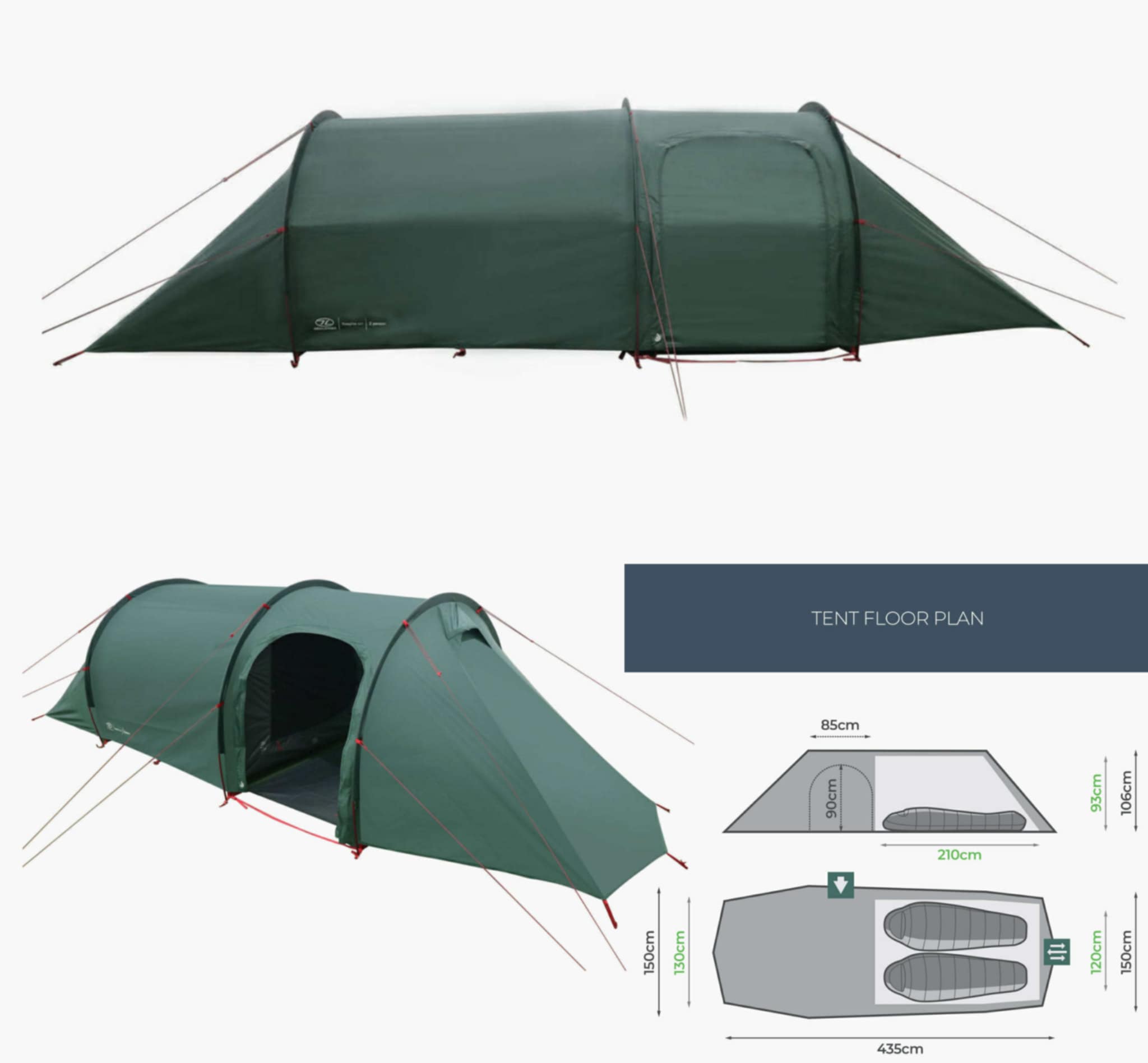Highlander Respite 2 Person Extended Tunnel Tent Highlander Respite 2 Person Extended Tunnel Tent