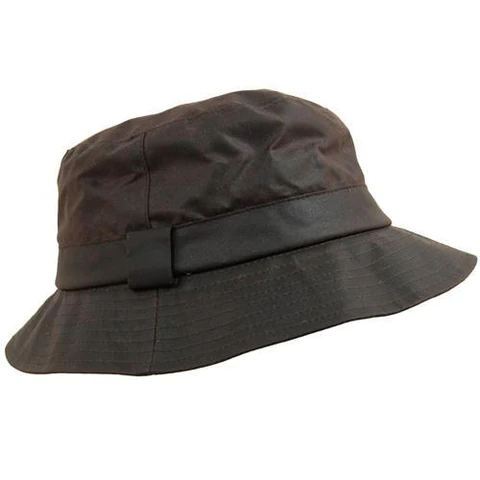 Wax Cotton Bush Hat - Brown - Click Image to Close