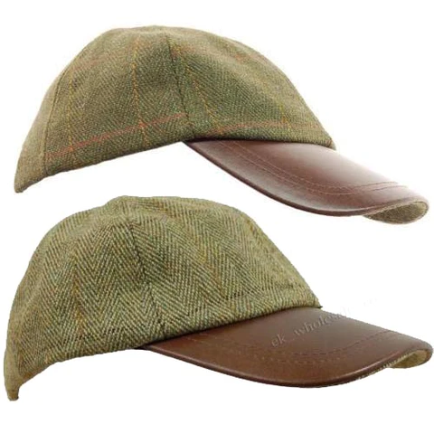 Tweed and Leather Skip Cap